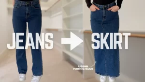 How to turn old jeans into a cute demin maxi skirt without sewing.